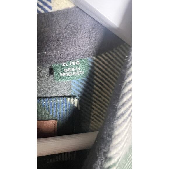 Orvis Heavyweight Flannel Shirt Shacket Pockets Green & Blue Plaid Size XL - Picture 6 of 12